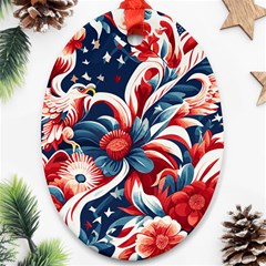 America Pattern Oval Ornament (two Sides) by Valentinaart