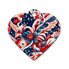 America Pattern Dog Tag Heart (one Side) by Valentinaart