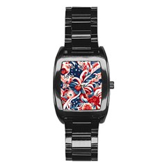 America Pattern Stainless Steel Barrel Watch by Valentinaart