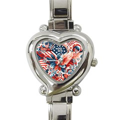 America Pattern Heart Italian Charm Watch by Valentinaart