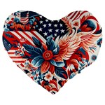 America pattern Large 19  Premium Heart Shape Cushions Front