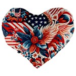 America pattern Large 19  Premium Heart Shape Cushions Back