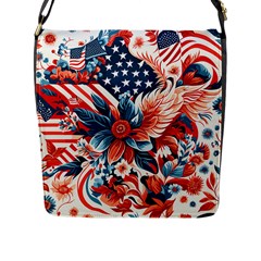 America pattern Flap Closure Messenger Bag (L)