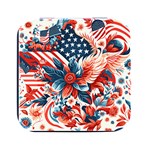 America pattern Square Metal Box (Black) Front