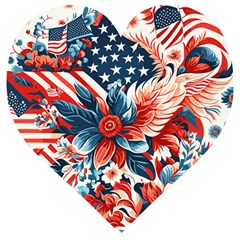 America pattern Wooden Puzzle Heart