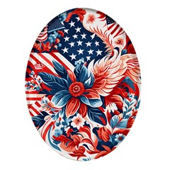 America pattern Oval Glass Fridge Magnet (4 pack)