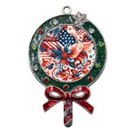 America pattern Metal X Mas Lollipop with Crystal Ornament Front