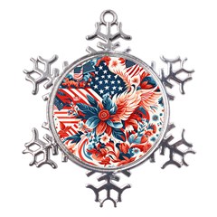 America Pattern Metal Large Snowflake Ornament by Valentinaart