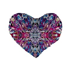 Ammonite Blend Smudge  Standard 16  Premium Heart Shape Cushions by kaleidomarblingart