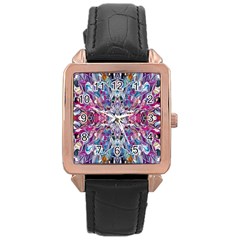 Ammonite Blend Smudge  Rose Gold Leather Watch 