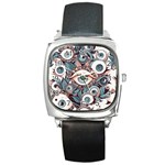 Eyes pattern Square Metal Watch Front