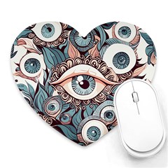 Eyes Pattern Heart Mousepad by Valentinaart