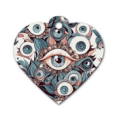 Eyes Pattern Dog Tag Heart (one Side) by Valentinaart