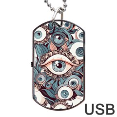 Eyes Pattern Dog Tag Usb Flash (one Side) by Valentinaart