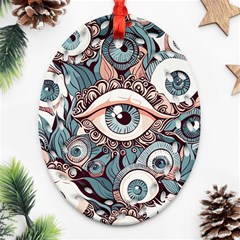 Eyes Pattern Oval Filigree Ornament (two Sides)