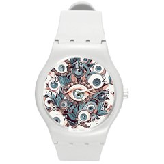 Eyes Pattern Round Plastic Sport Watch (m) by Valentinaart