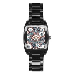 Eyes Pattern Stainless Steel Barrel Watch by Valentinaart