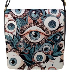 Eyes Pattern Flap Closure Messenger Bag (s) by Valentinaart