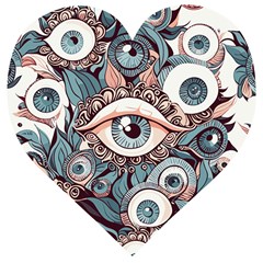 Eyes Pattern Wooden Puzzle Heart by Valentinaart