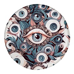 Eyes Pattern Round Glass Fridge Magnet (4 Pack) by Valentinaart