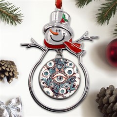 Eyes Pattern Metal Snowman Ornament by Valentinaart