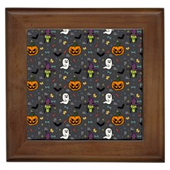 Halloween Pattern Bat Framed Tile by Bangk1t