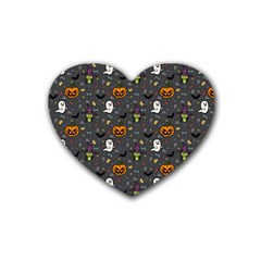 Halloween Pattern Bat Rubber Heart Coaster (4 Pack) by Bangk1t