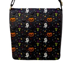 Halloween Pattern Bat Flap Closure Messenger Bag (l) by Bangk1t