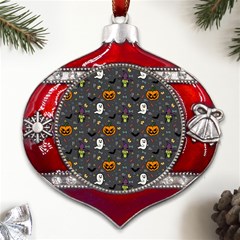 Halloween Pattern Bat Metal Snowflake And Bell Red Ornament