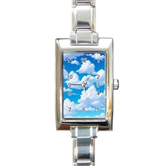 Sky Clouds Blue Cartoon Animated Rectangle Italian Charm Watch by Bangk1t