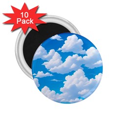 Sky Clouds Blue Cartoon Animated 2 25  Magnets (10 Pack)  by Bangk1t