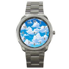 Sky Clouds Blue Cartoon Animated Sport Metal Watch by Bangk1t