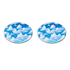 Sky Clouds Blue Cartoon Animated Cufflinks (oval) by Bangk1t