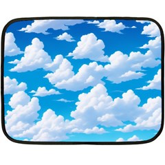 Sky Clouds Blue Cartoon Animated Two Sides Fleece Blanket (mini) by Bangk1t