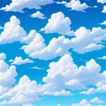 Sky Clouds Blue Cartoon Animated Play Mat (Rectangle) Front