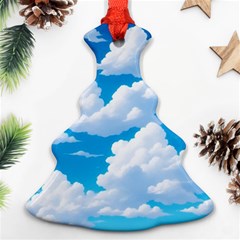 Sky Clouds Blue Cartoon Animated Christmas Tree Ornament (two Sides)