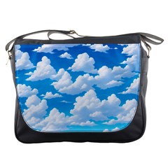 Sky Clouds Blue Cartoon Animated Messenger Bag by Bangk1t