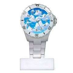 Sky Clouds Blue Cartoon Animated Plastic Nurses Watch by Bangk1t