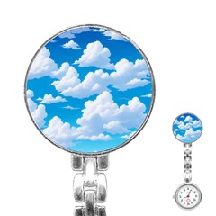 Sky Clouds Blue Cartoon Animated Stainless Steel Nurses Watch by Bangk1t