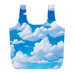 Sky Clouds Blue Cartoon Animated Full Print Recycle Bag (l) by Bangk1t