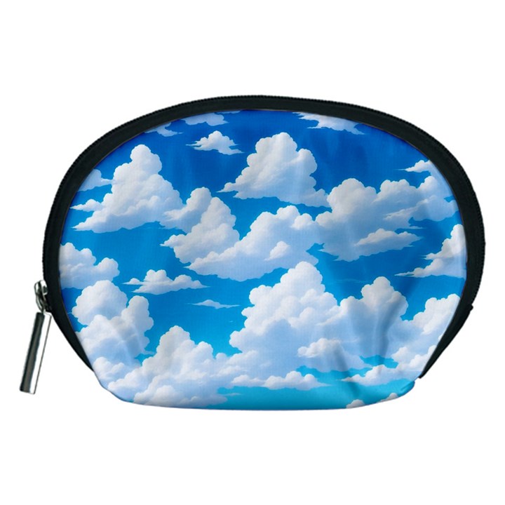 Sky Clouds Blue Cartoon Animated Accessory Pouch (Medium)