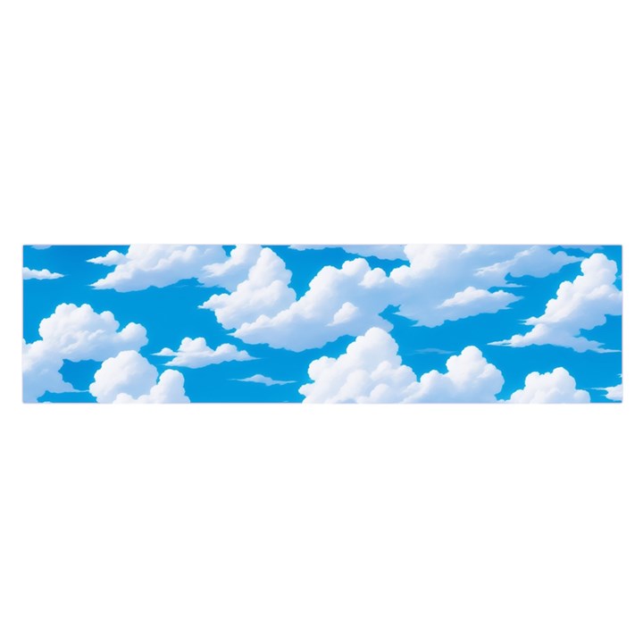 Sky Clouds Blue Cartoon Animated Oblong Satin Scarf (16  x 60 )