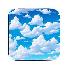 Sky Clouds Blue Cartoon Animated Square Metal Box (black) by Bangk1t