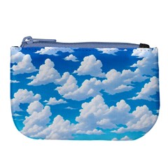 Sky Clouds Blue Cartoon Animated Large Coin Purse by Bangk1t