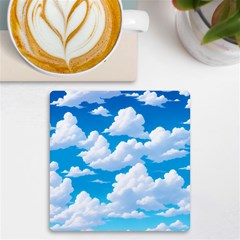 Sky Clouds Blue Cartoon Animated Uv Print Square Tile Coaster  by Bangk1t