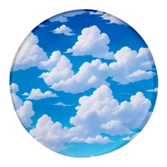 Sky Clouds Blue Cartoon Animated Round Glass Fridge Magnet (4 Pack) by Bangk1t