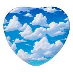 Sky Clouds Blue Cartoon Animated Heart Glass Fridge Magnet (4 Pack) by Bangk1t