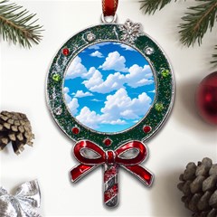 Sky Clouds Blue Cartoon Animated Metal X mas Lollipop With Crystal Ornament by Bangk1t