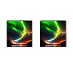 Lake Storm Neon Nature Cufflinks (square) by Bangk1t