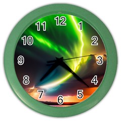 Lake Storm Neon Nature Color Wall Clock by Bangk1t